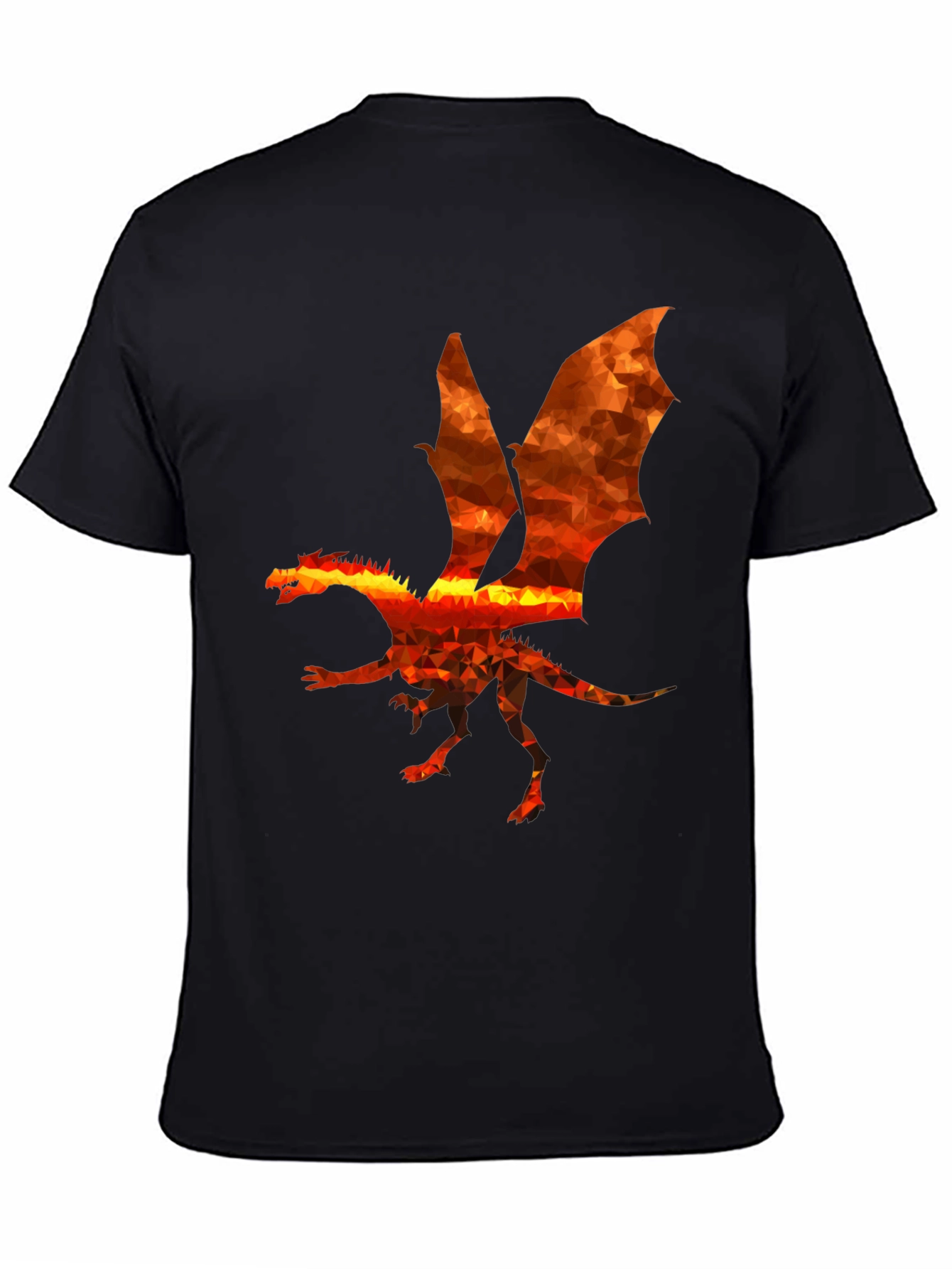 Geometric Dragon Graphic Black T-Shirt