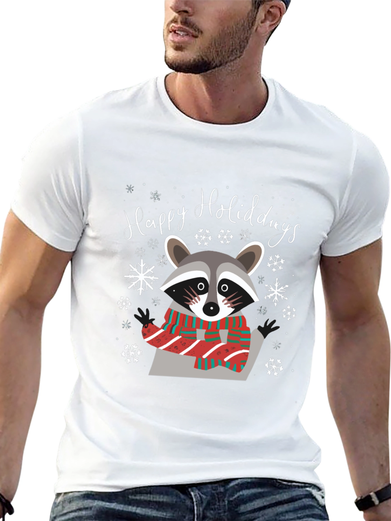 Happy Holidays Raccoon Graphic Tee