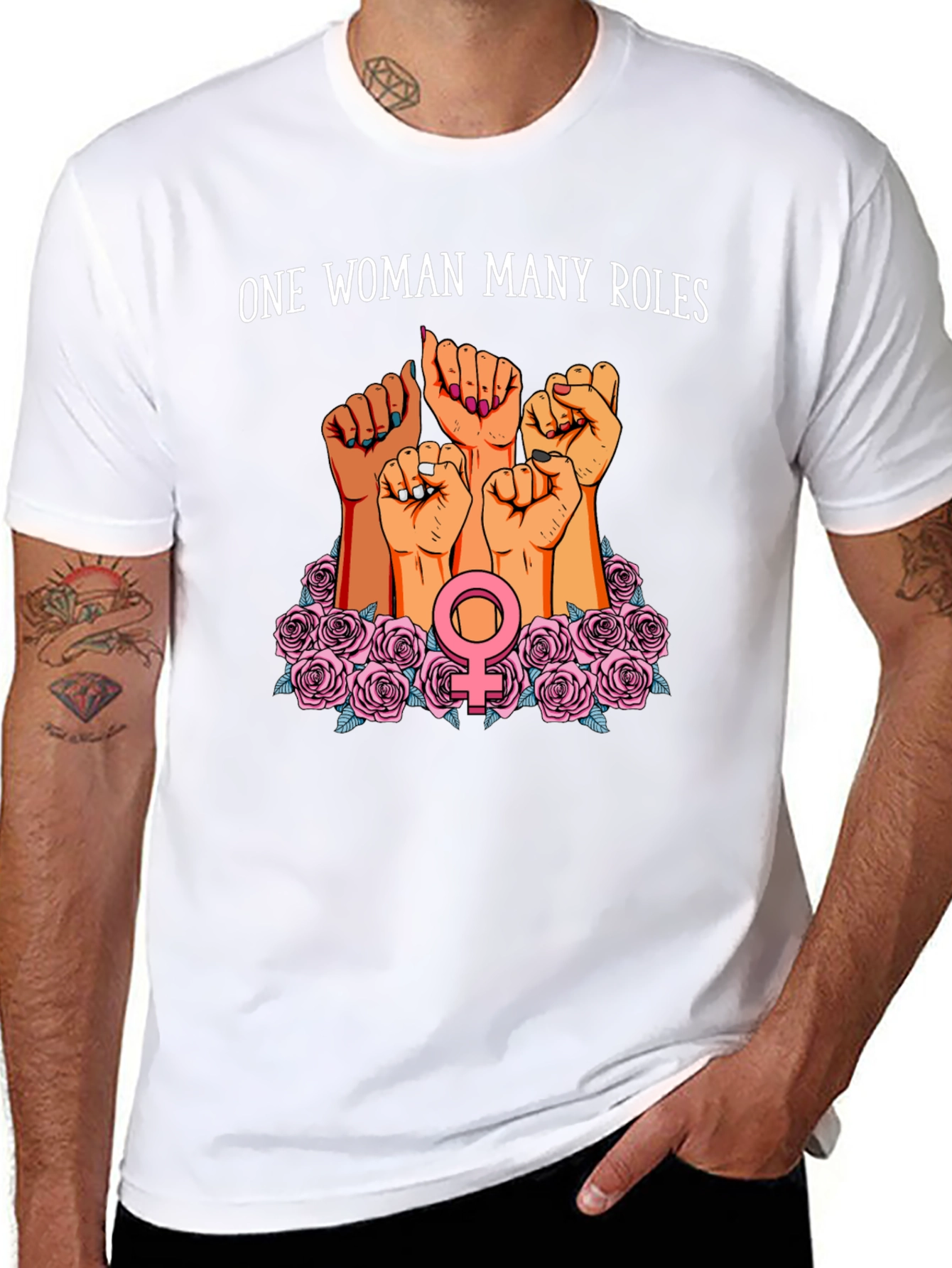 Feminist Power T-Shirt - One Woman Many Roles