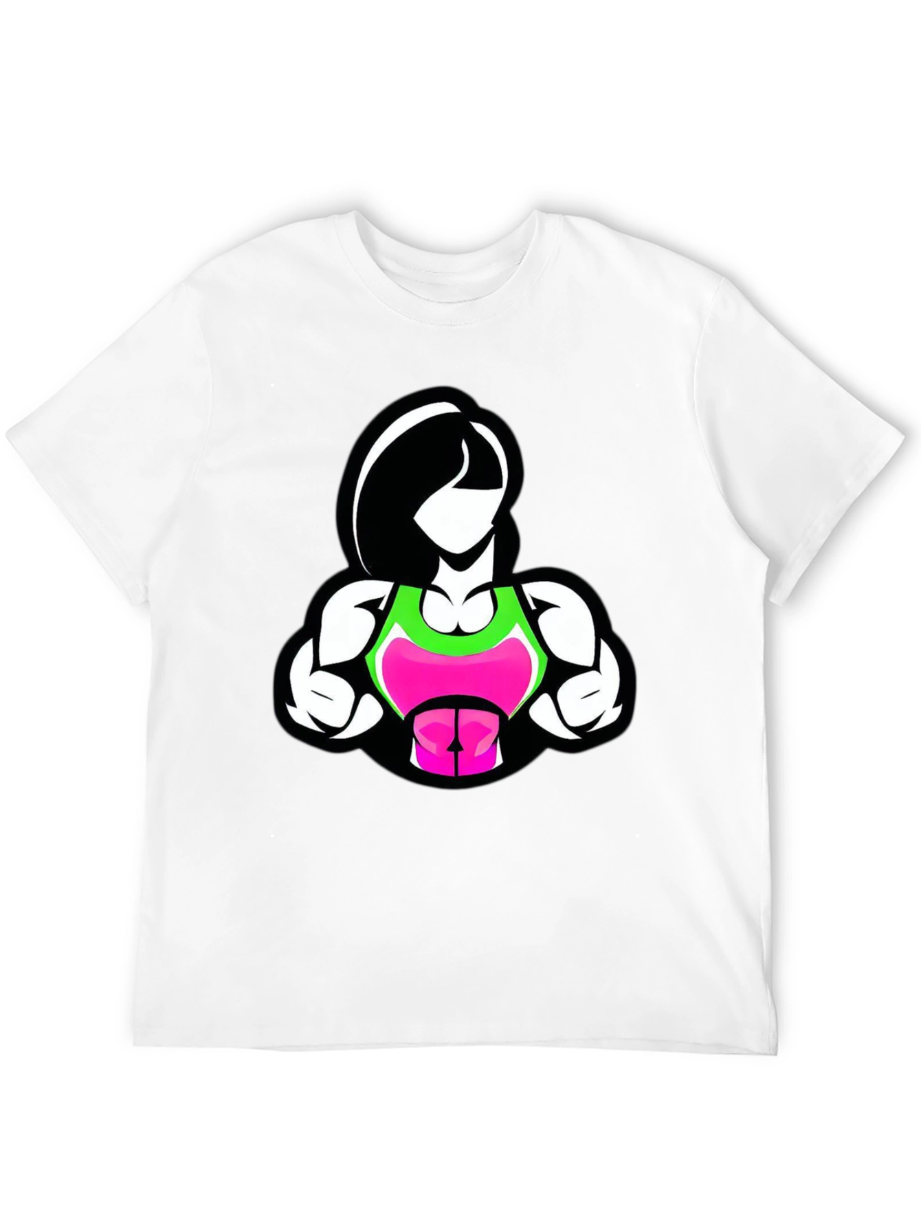 Fitness Woman Graphic Tee - Black Cotton Blend