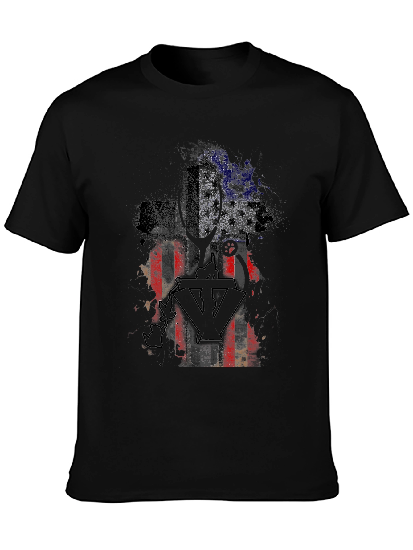 American Flag Cross Graphic T-Shirt
