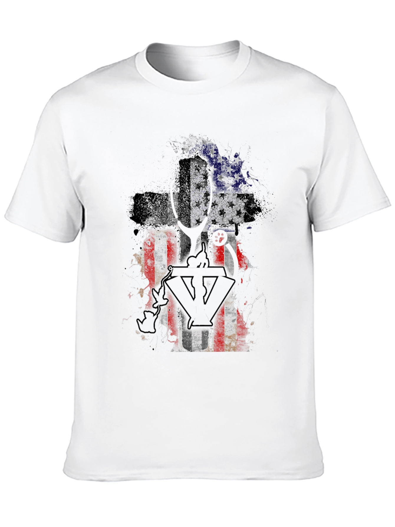 American Flag Cross Graphic T-Shirt