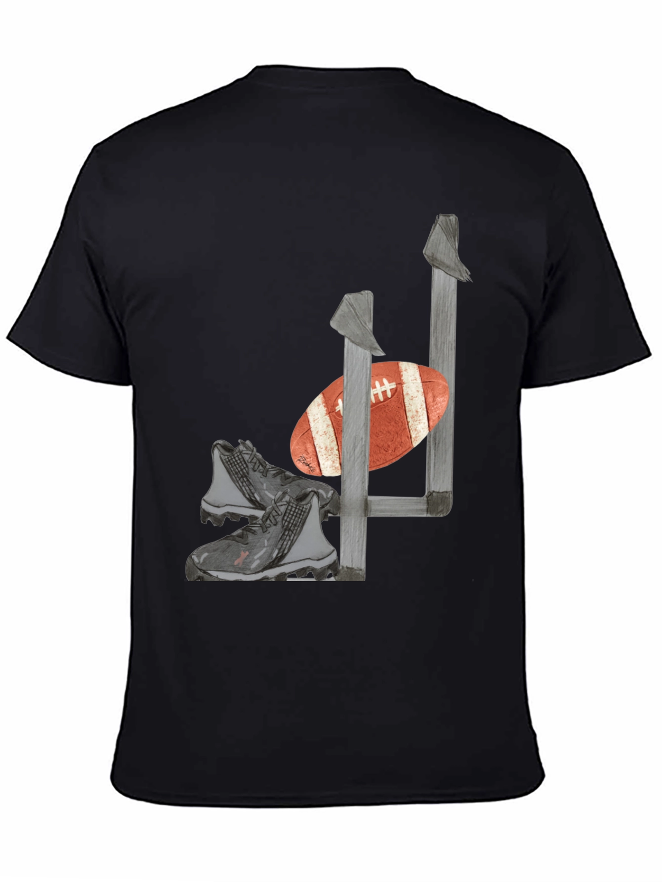 Football Tee: Goalpost Ball & Cleats Graphic T-Shirt