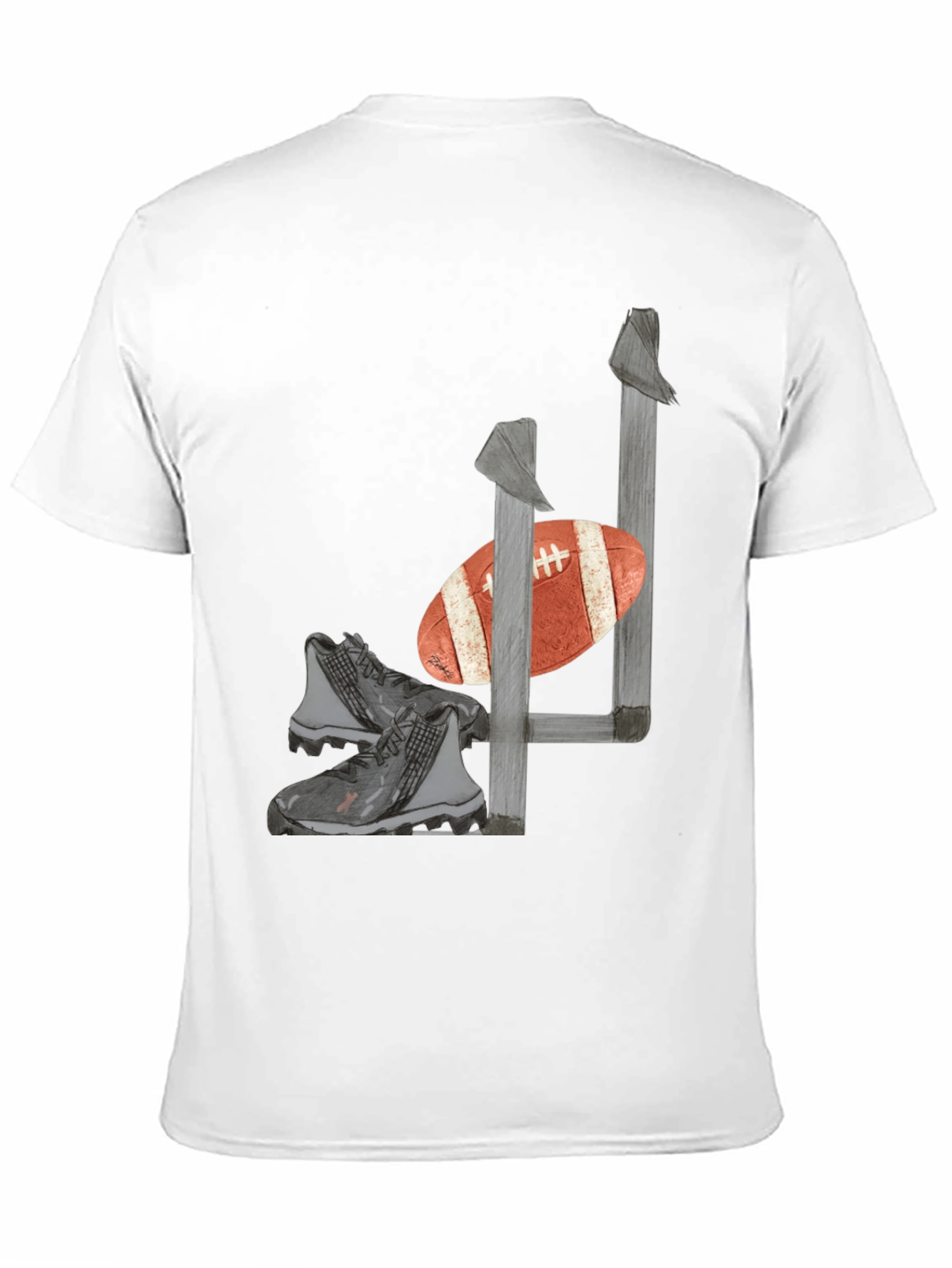 Football Tee: Goalpost Ball & Cleats Graphic T-Shirt