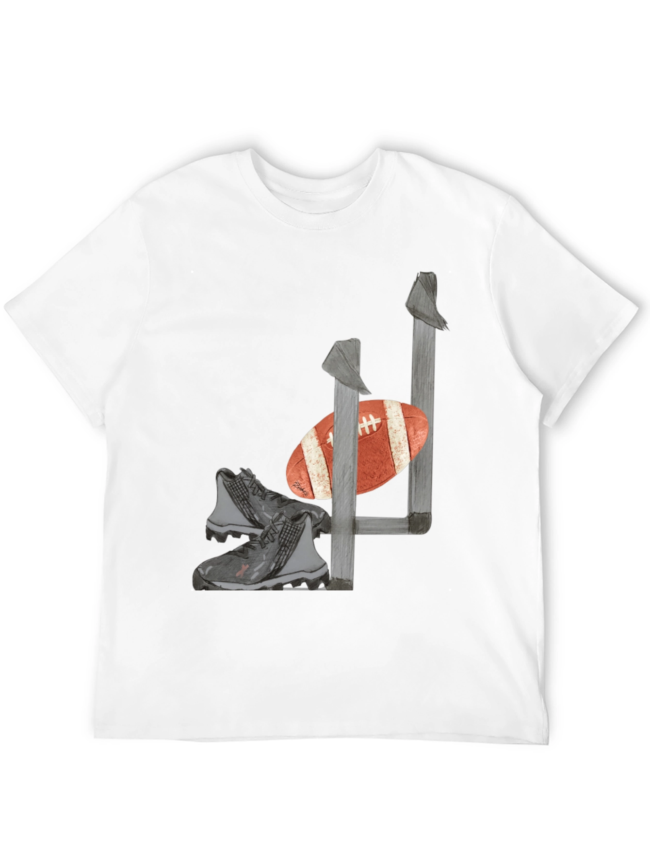 Football Tee: Goalpost Ball & Cleats Graphic T-Shirt