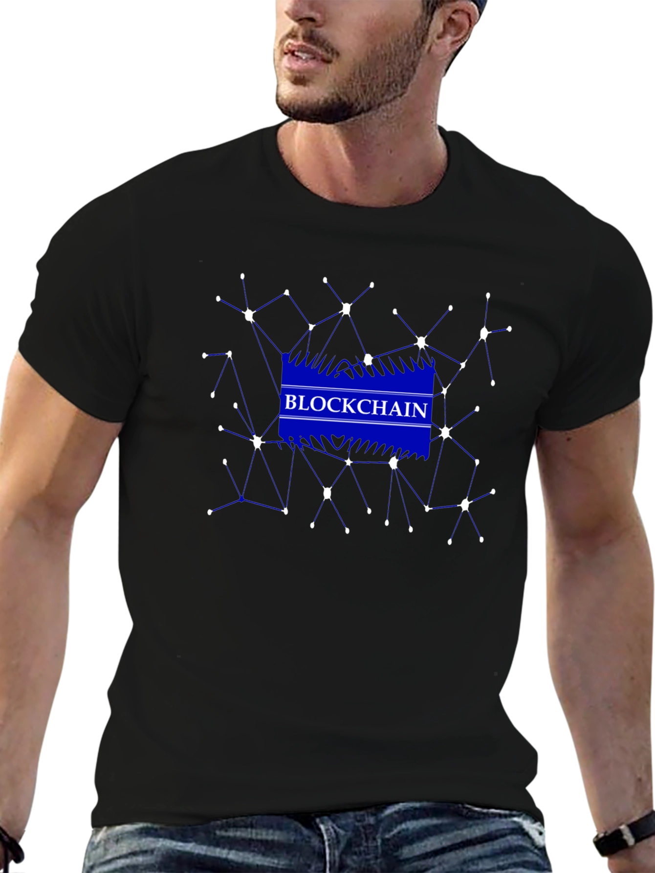 Blockchain Network Graphic Black T-Shirt