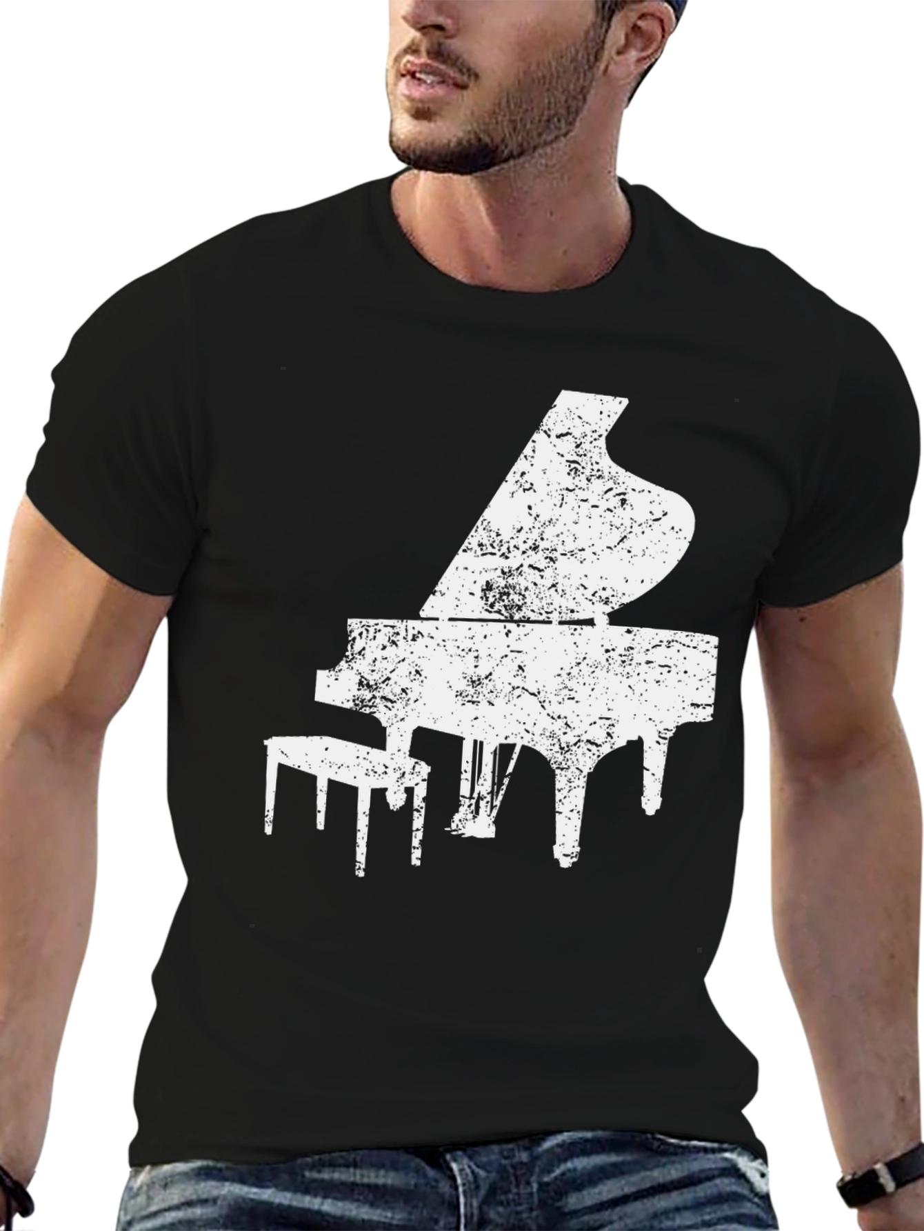 Piano Graphic Print Mens T-Shirt