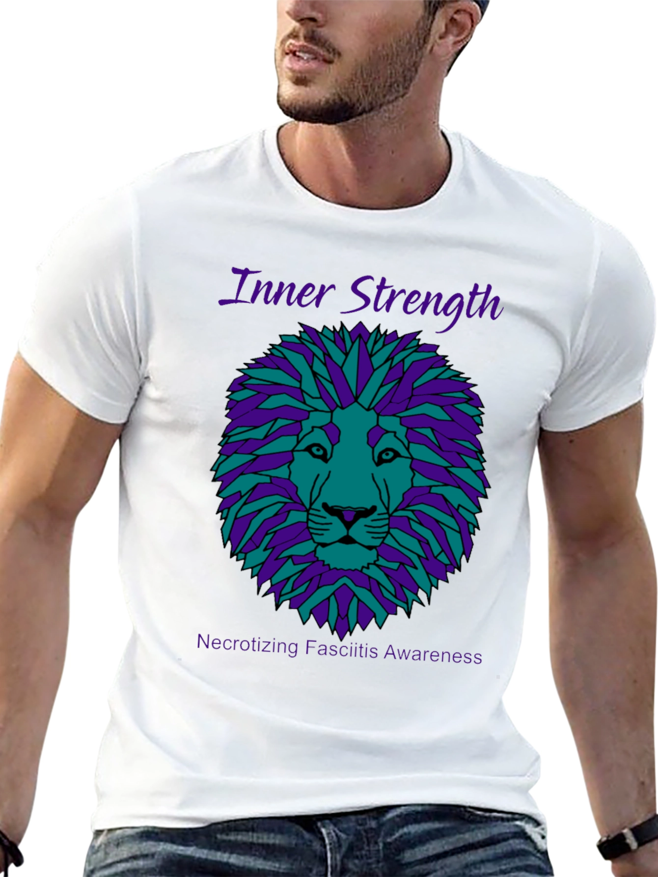 Inner Strength Lion Graphic Tee - Necrotizing Fasciitis Awareness