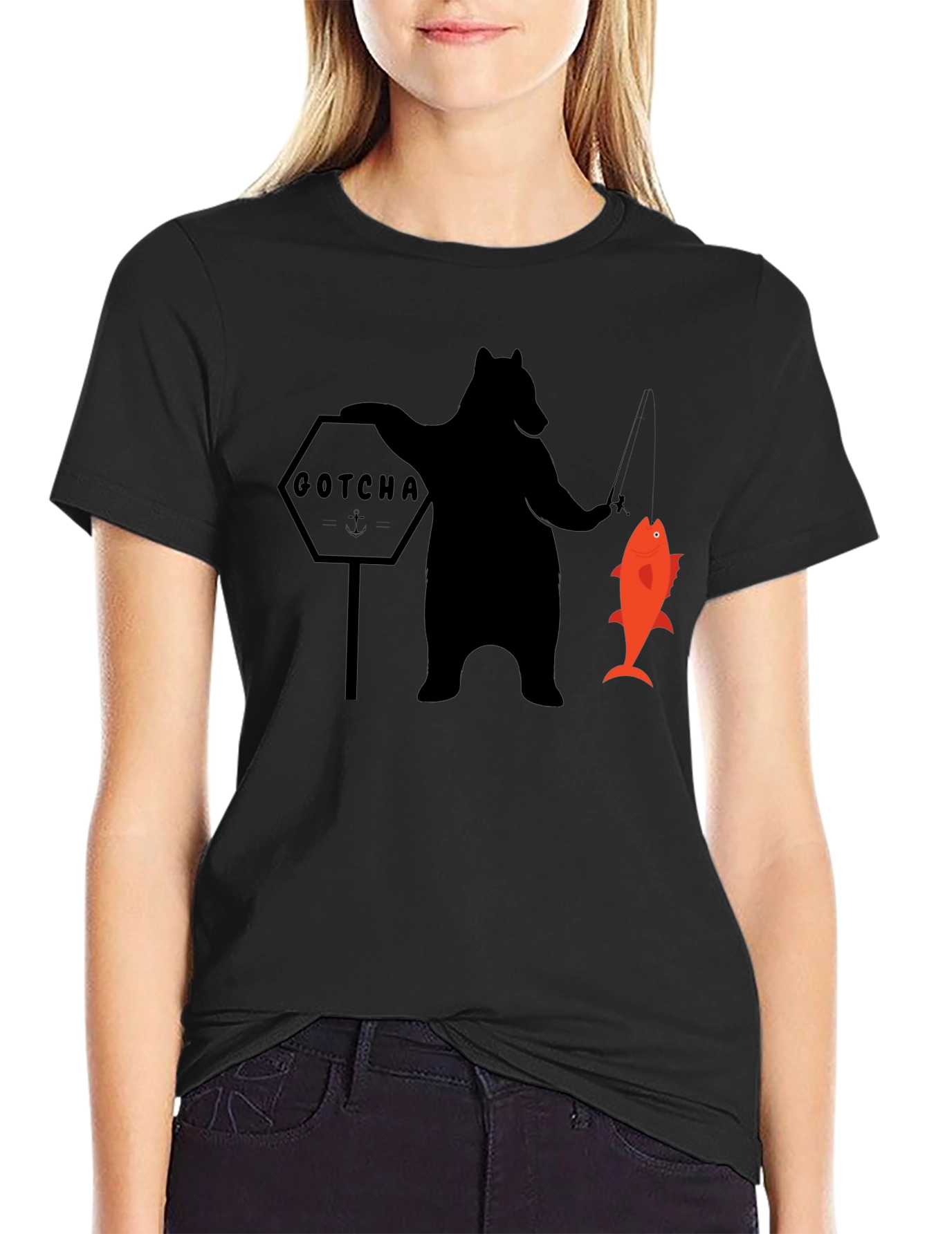 Bear Fishing Graphic T-Shirt - GOTCHA Design
