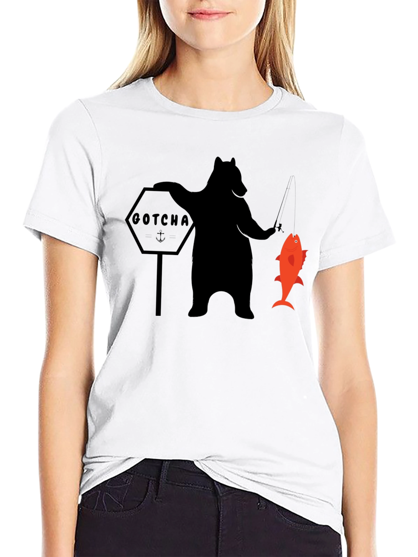 Bear Fishing Graphic T-Shirt - GOTCHA Design