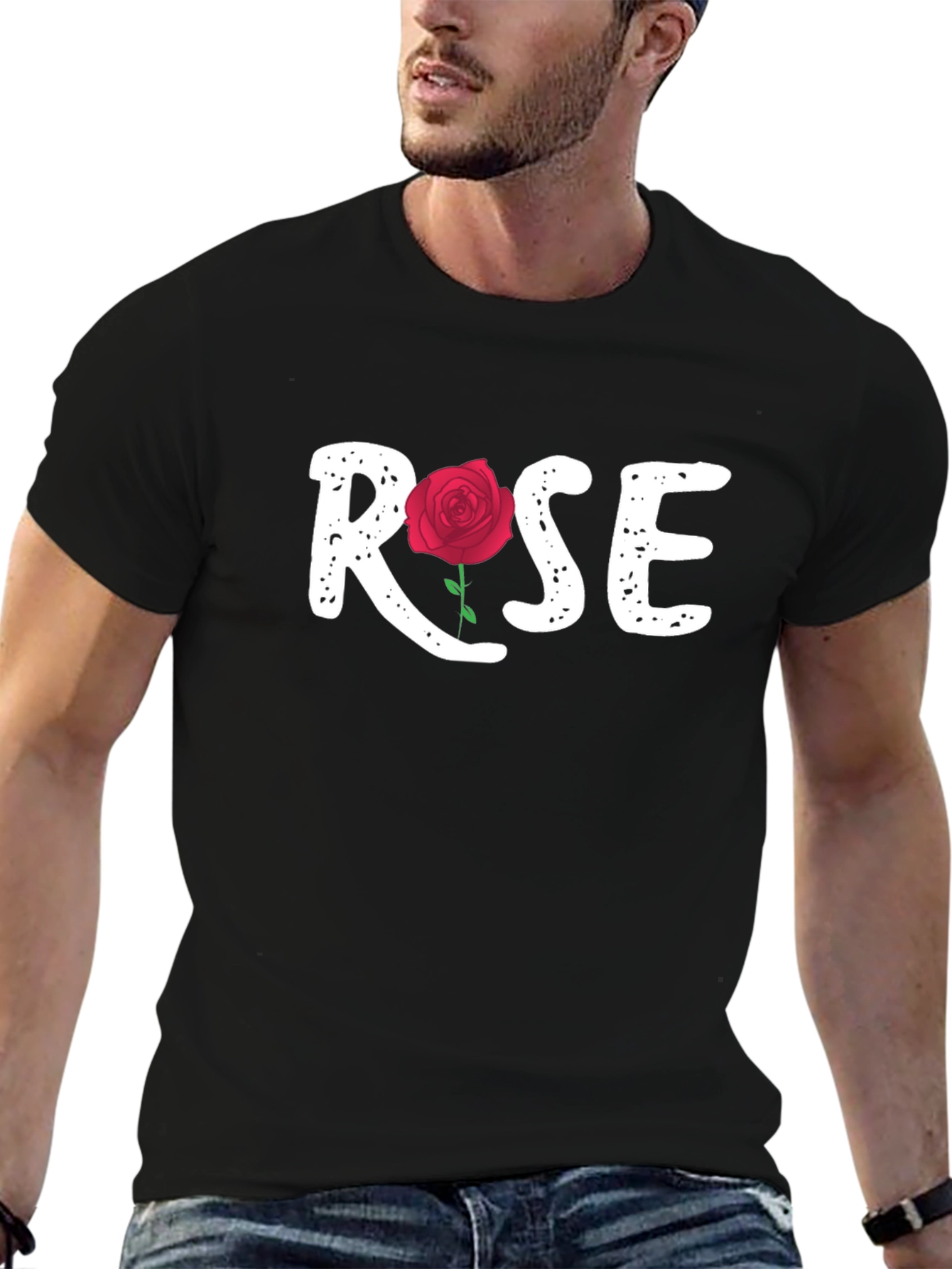 Rose Graphic Tee - Stylish Unisex Black T-Shirt