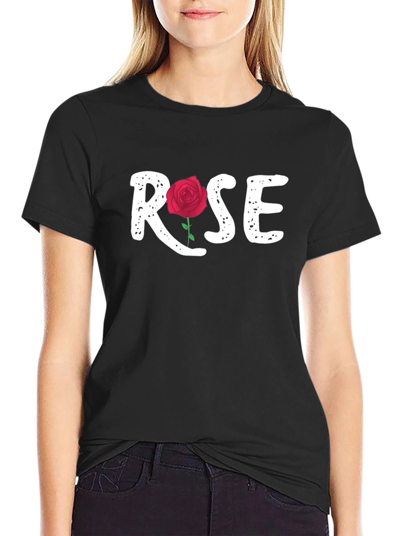 Rose Graphic Tee - Stylish Unisex Black T-Shirt