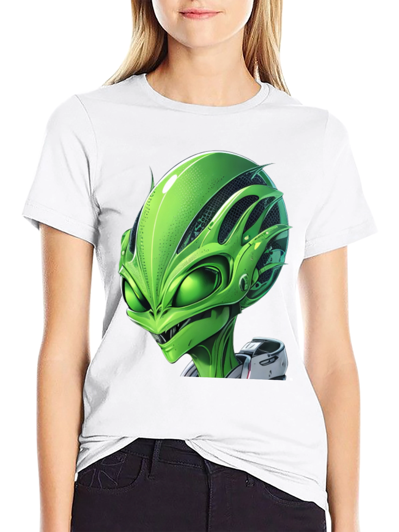 Alien Graphic Tee - Black Crew Neck