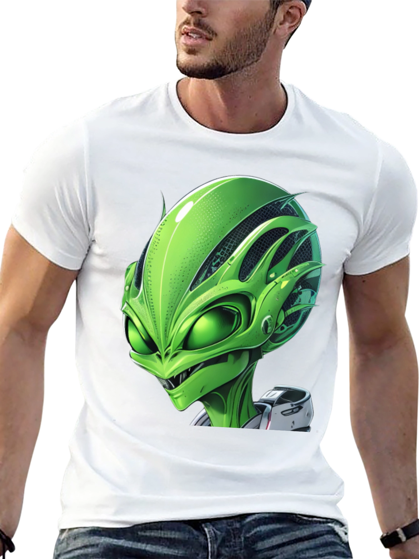 Alien Graphic Tee - Black Crew Neck
