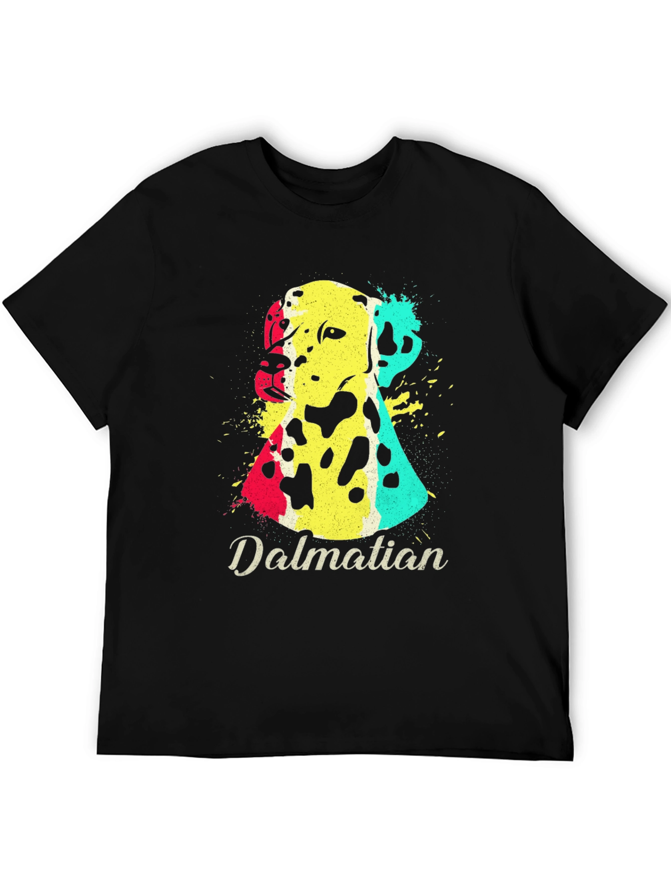 Dalmatian Dog Graphic Print Mens Black T-Shirt