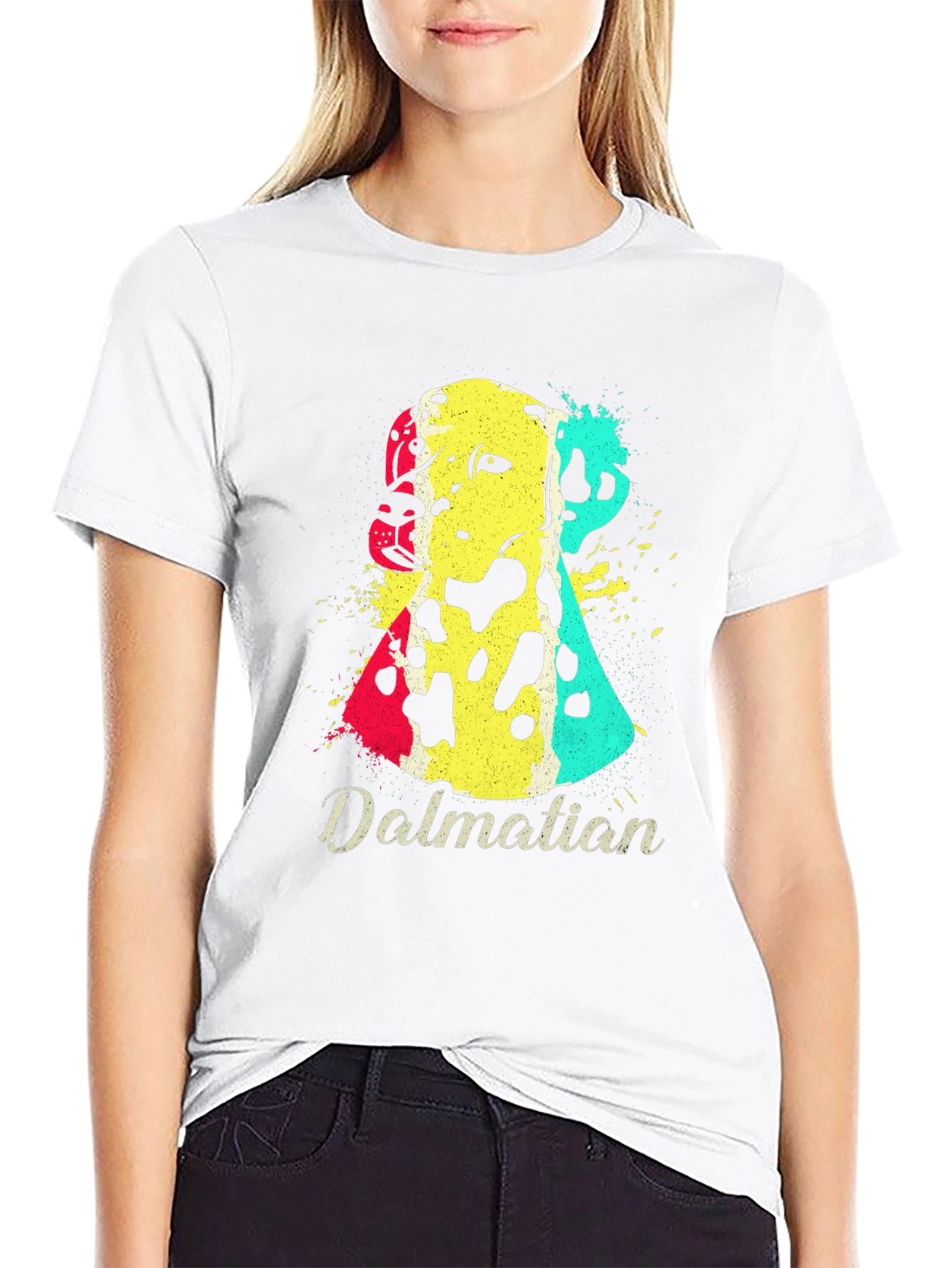 Dalmatian Dog Graphic Print Mens Black T-Shirt