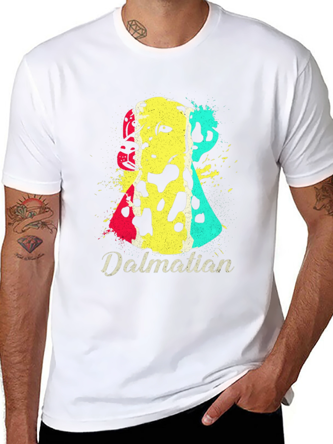 Dalmatian Dog Graphic Print Mens Black T-Shirt