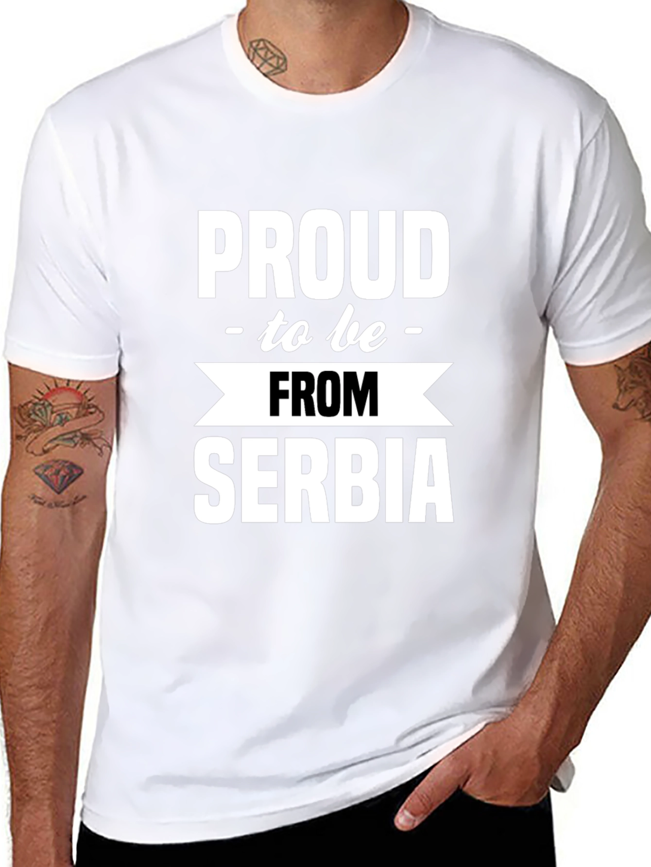 Proud to be From Serbia Black T-Shirt