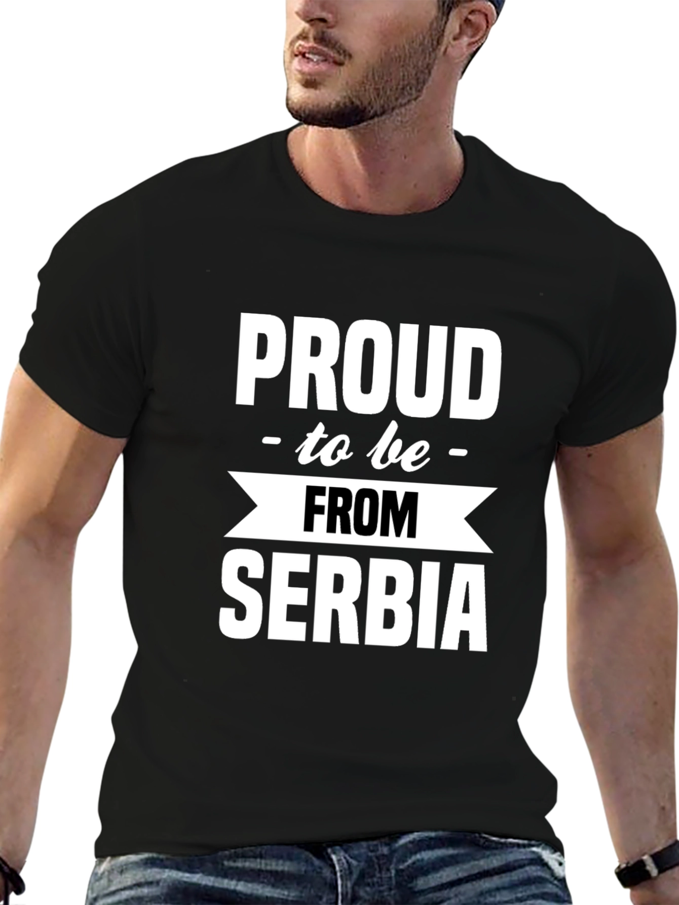 Proud to be From Serbia Black T-Shirt