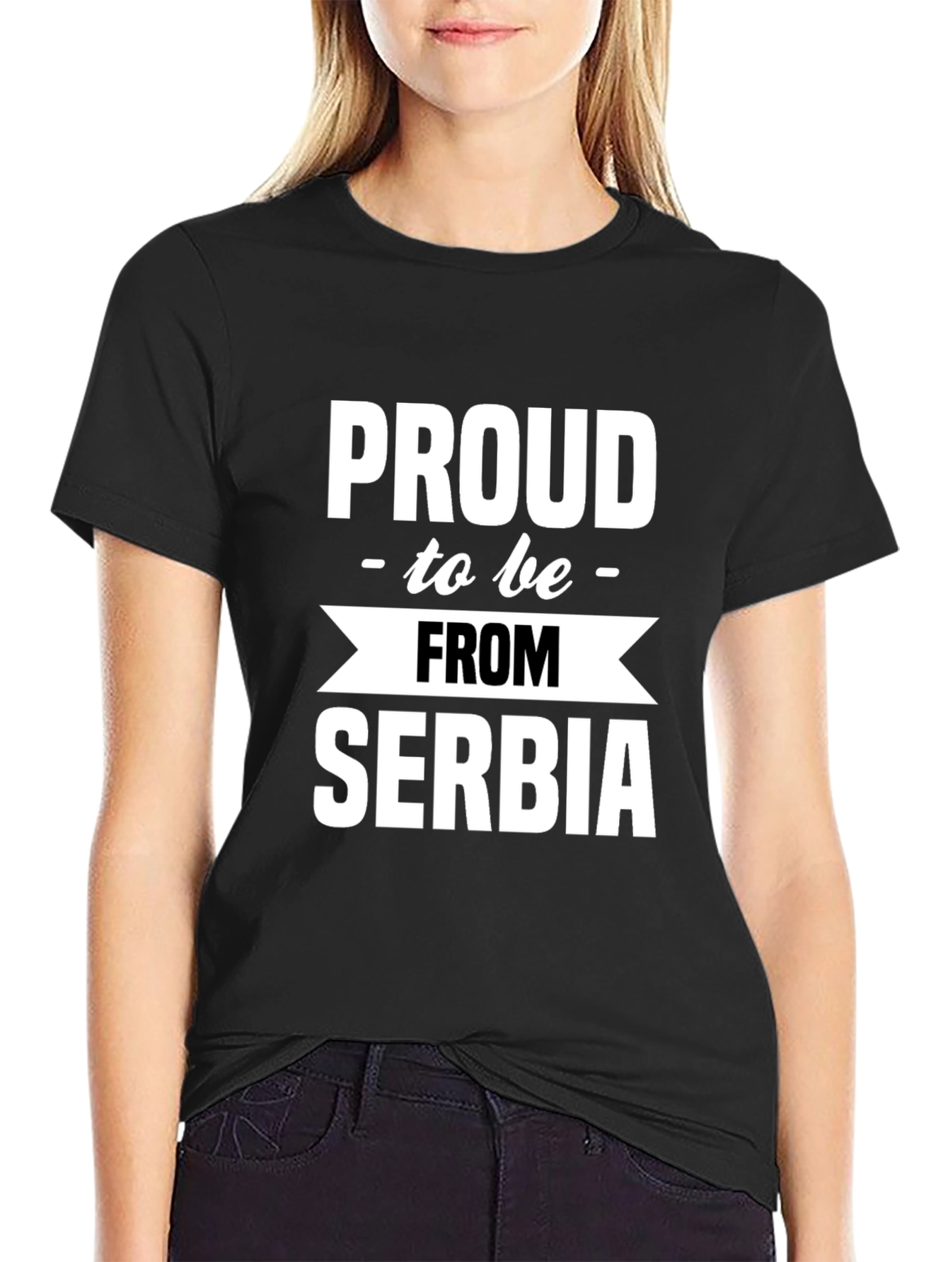 Proud to be From Serbia Black T-Shirt