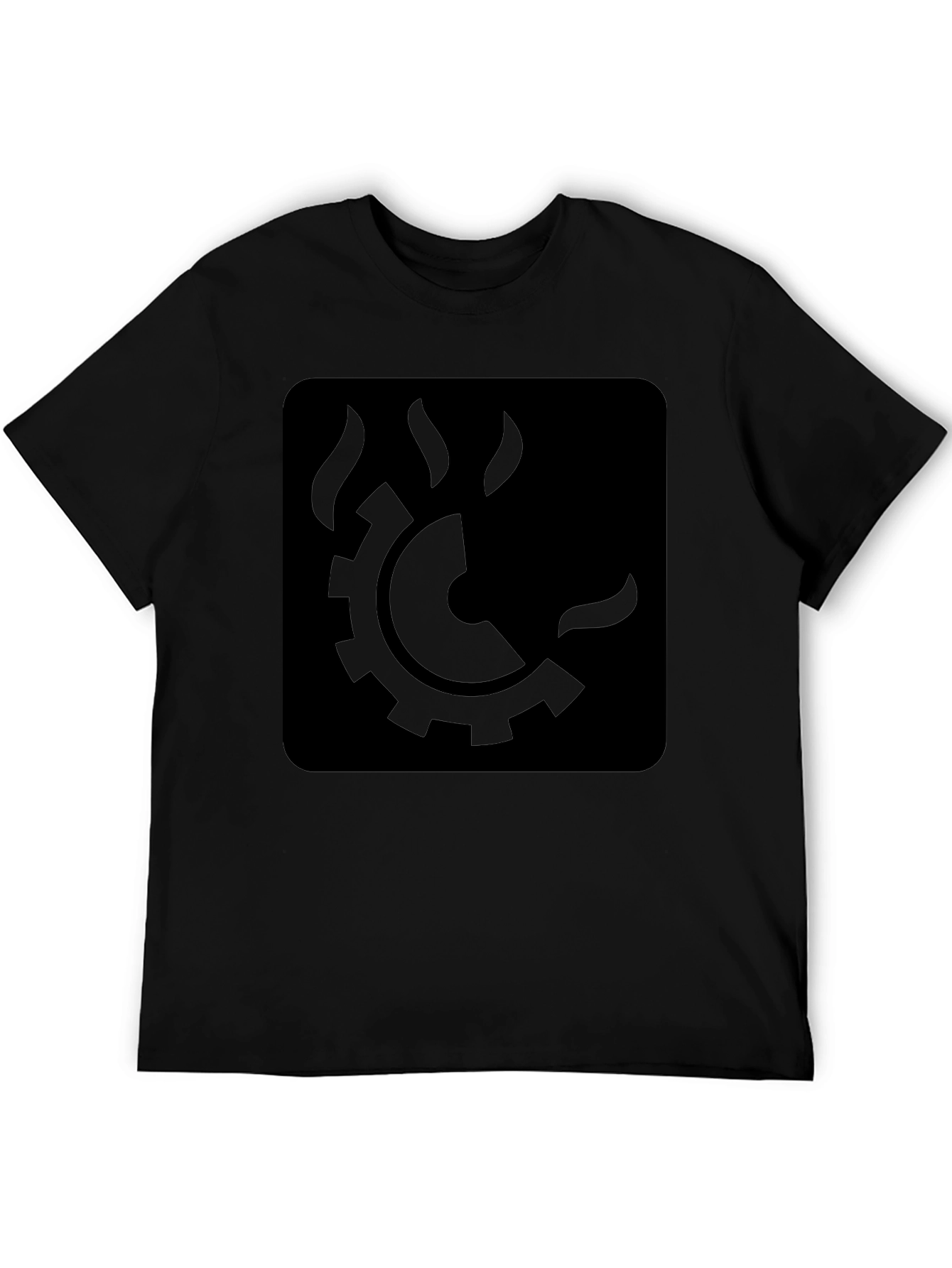 Black Steam Gear Graphic Tee - Modern Industrial Style
