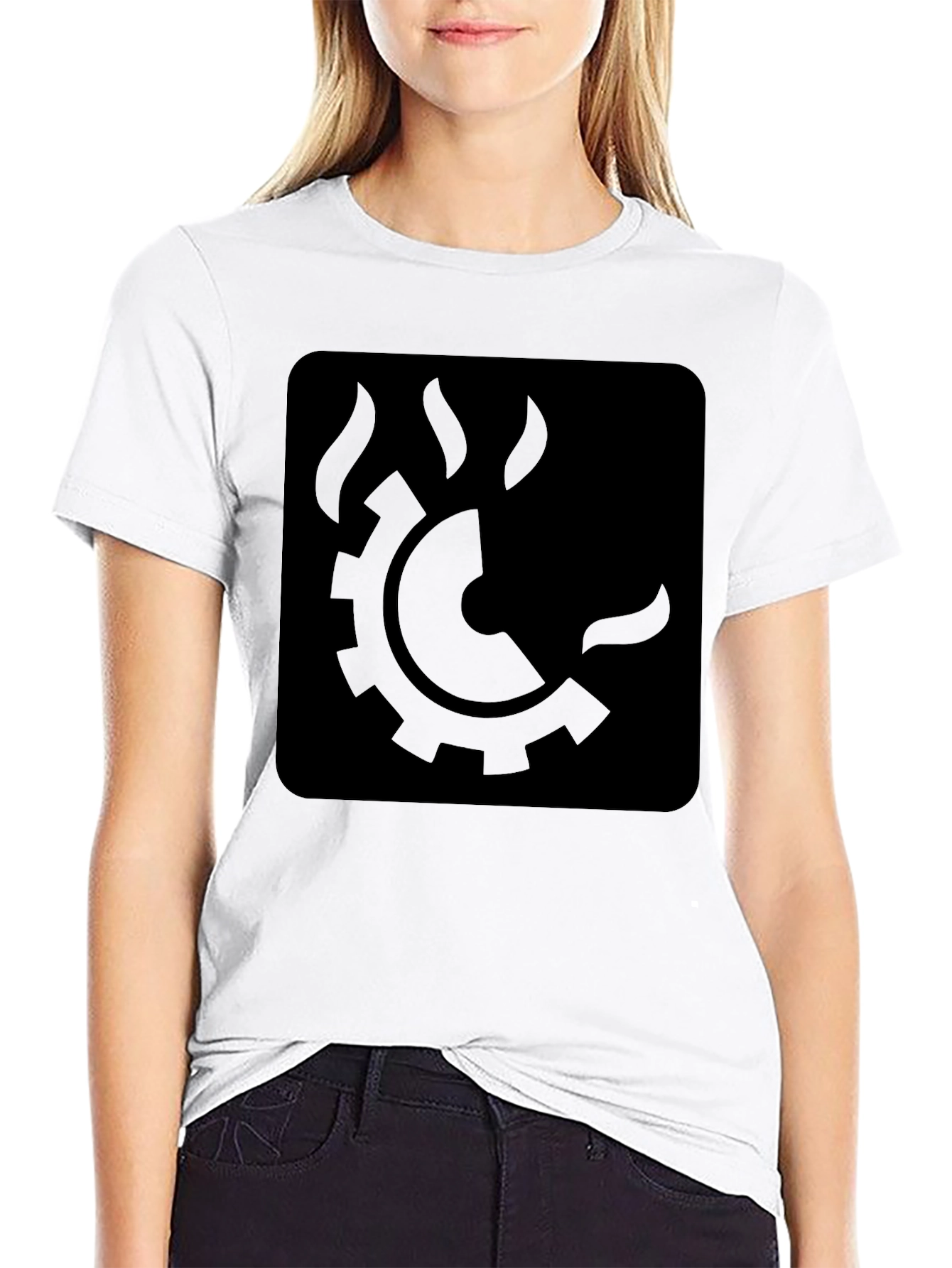 Black Steam Gear Graphic Tee - Modern Industrial Style