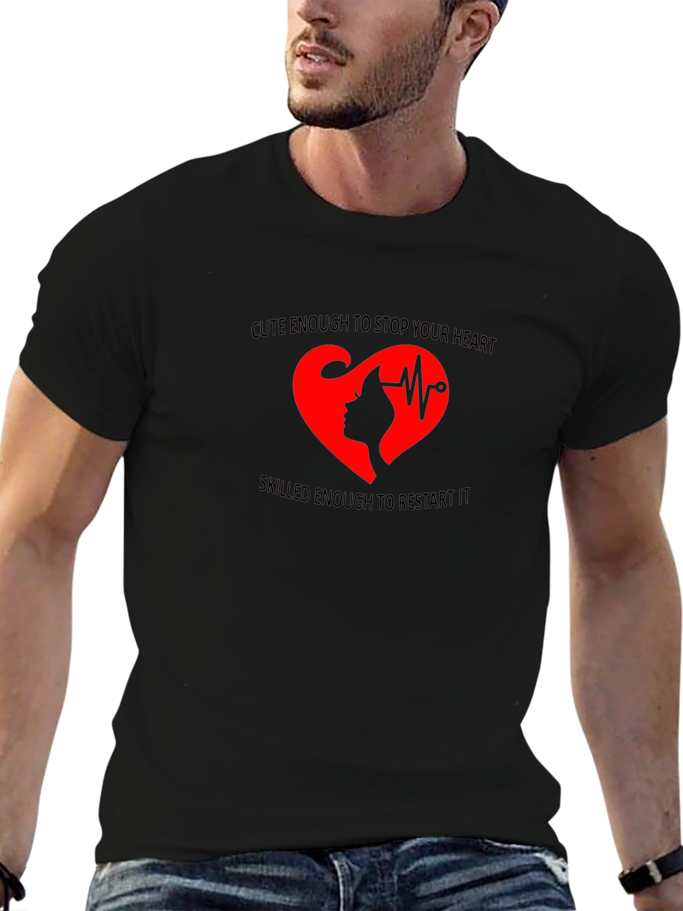 Cute Nurse Heartbeat T-Shirt - Stop & Restart Heart!