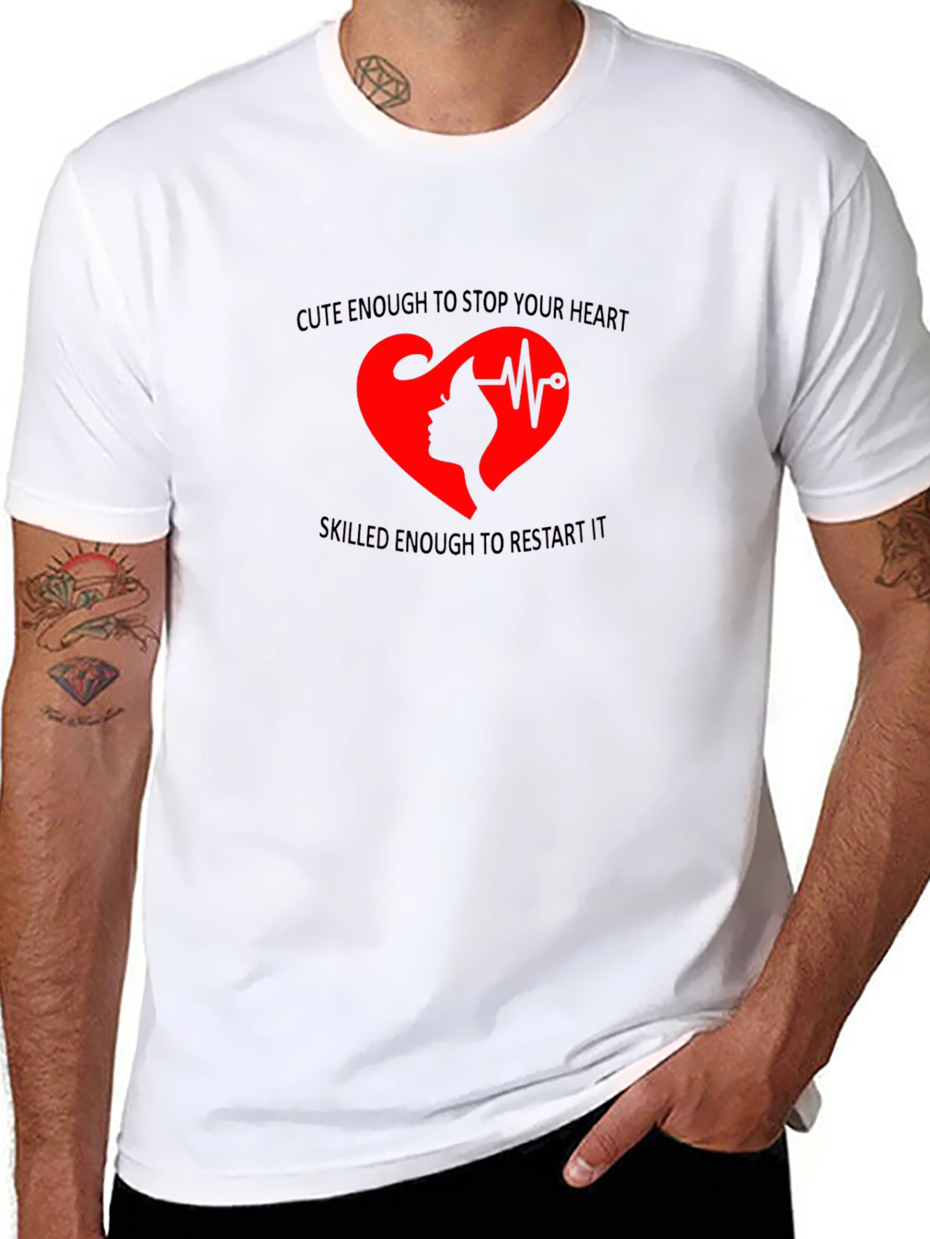 Cute Nurse Heartbeat T-Shirt - Stop & Restart Heart!
