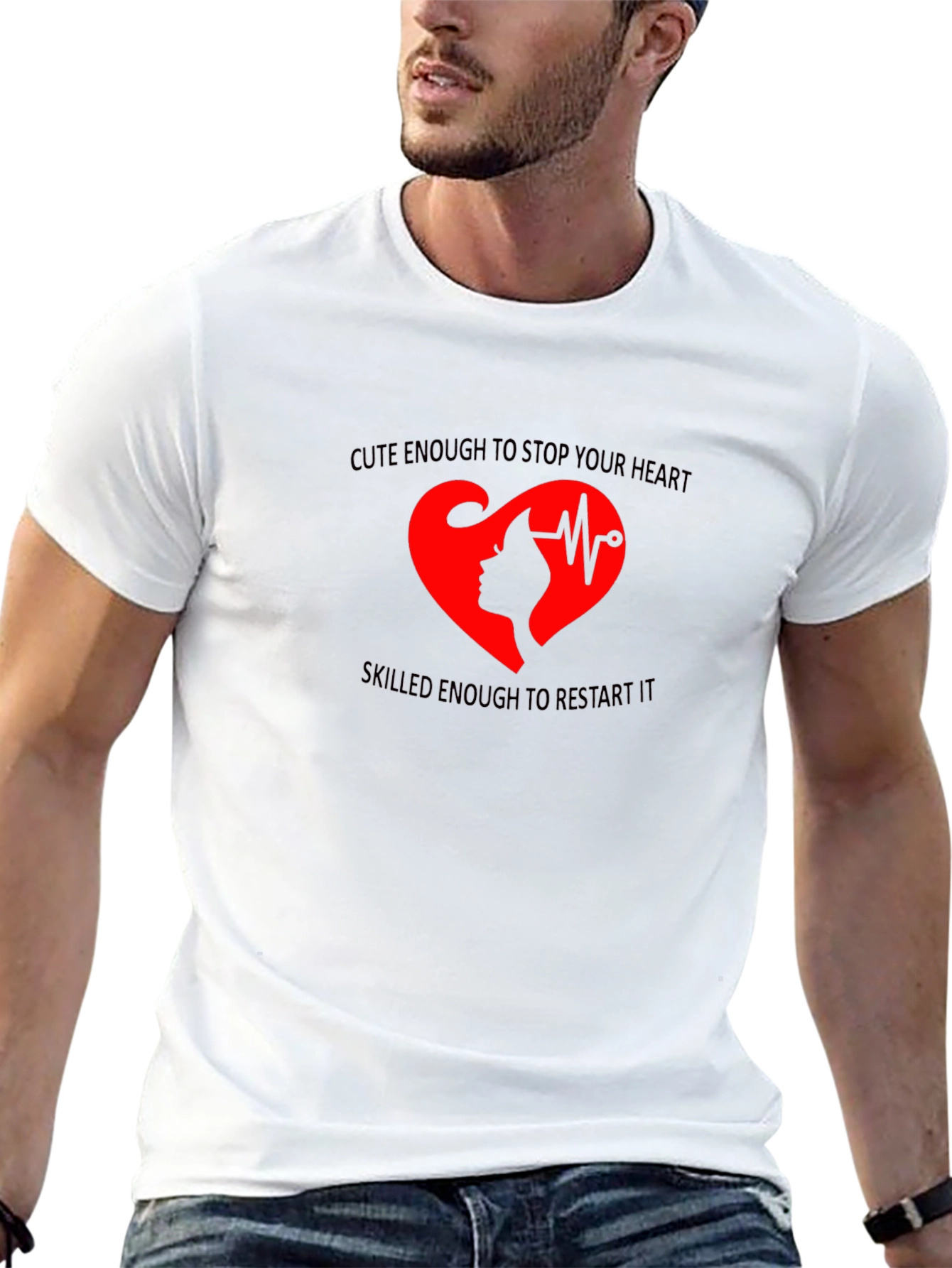 Cute Nurse Heartbeat T-Shirt - Stop & Restart Heart!