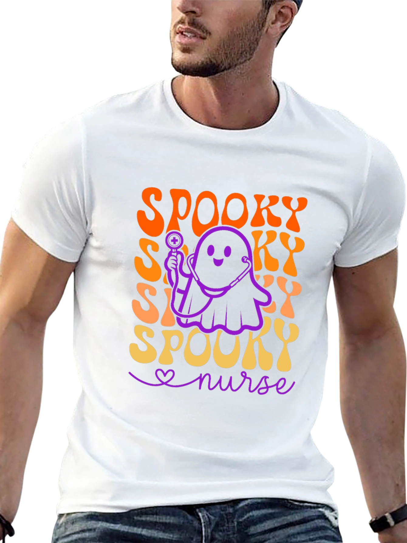 Spooky Nurse Halloween T-Shirt - Ghost Doctor Design