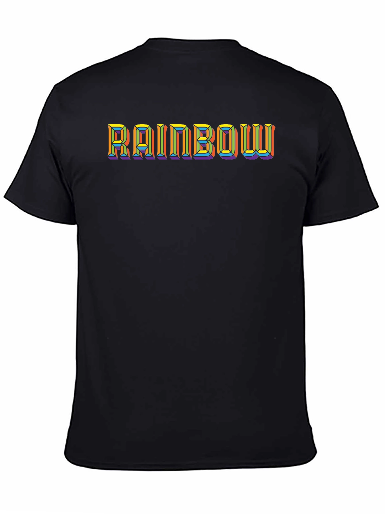 Rainbow Text Black T-Shirt - Stylish Graphic Tee