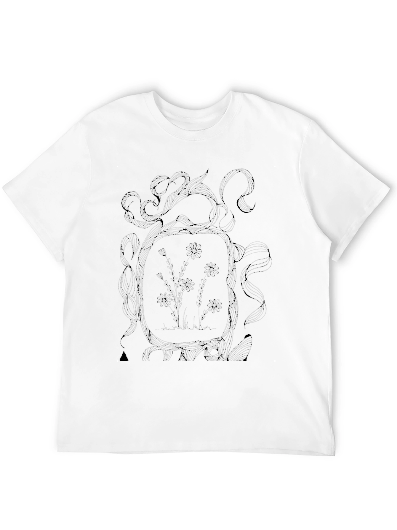 Floral Sketch Graphic Tee - Modern Artsy Style