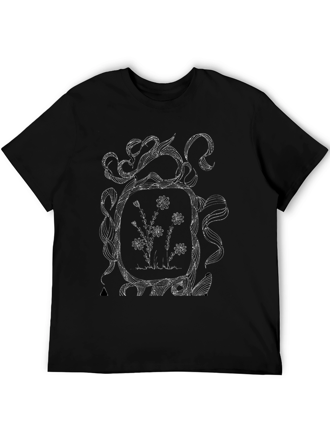 Floral Sketch Graphic Tee - Modern Artsy Style