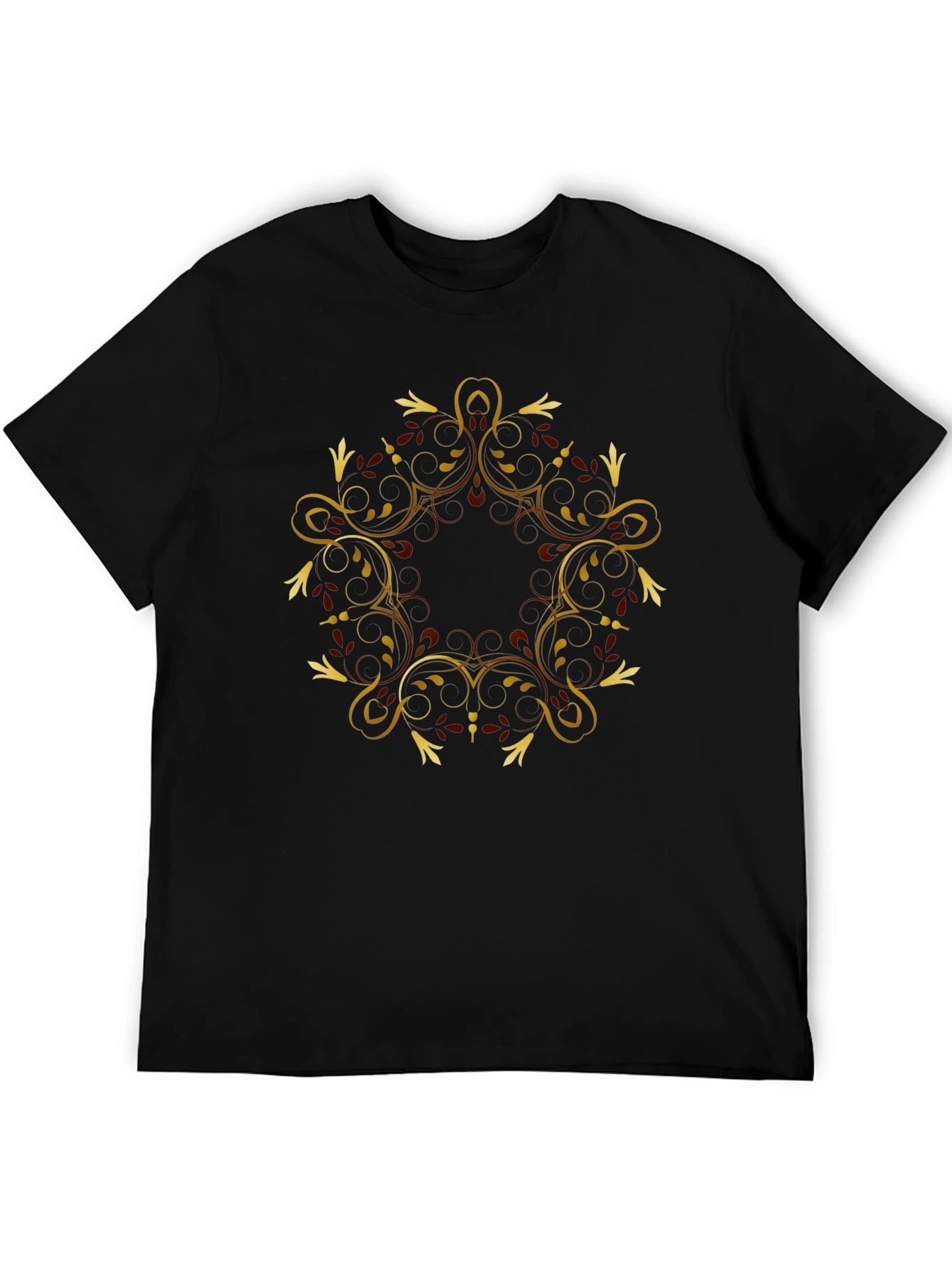 Black Tee with Gold Swirl Graphic