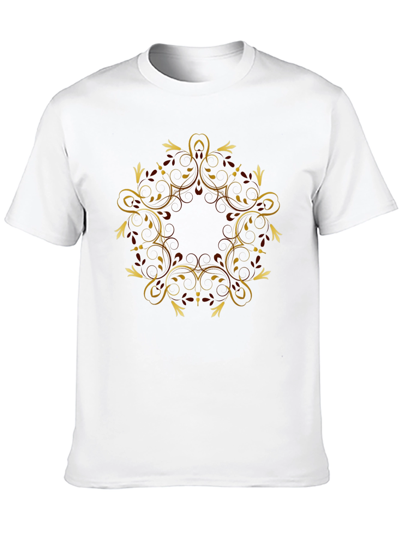 Black Tee with Gold Swirl Graphic