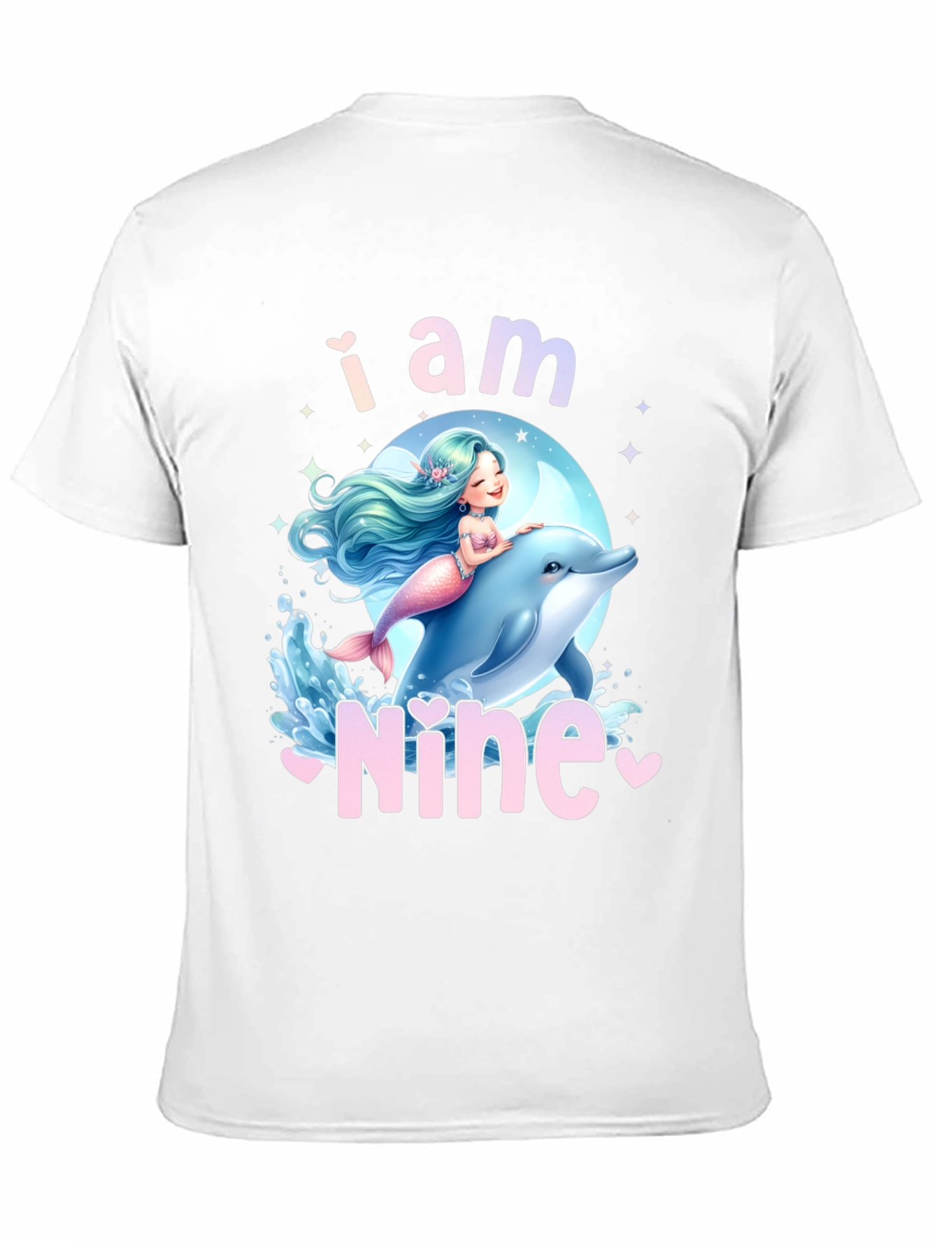 I am Nine - Mermaid Dolphin Birthday Shirt