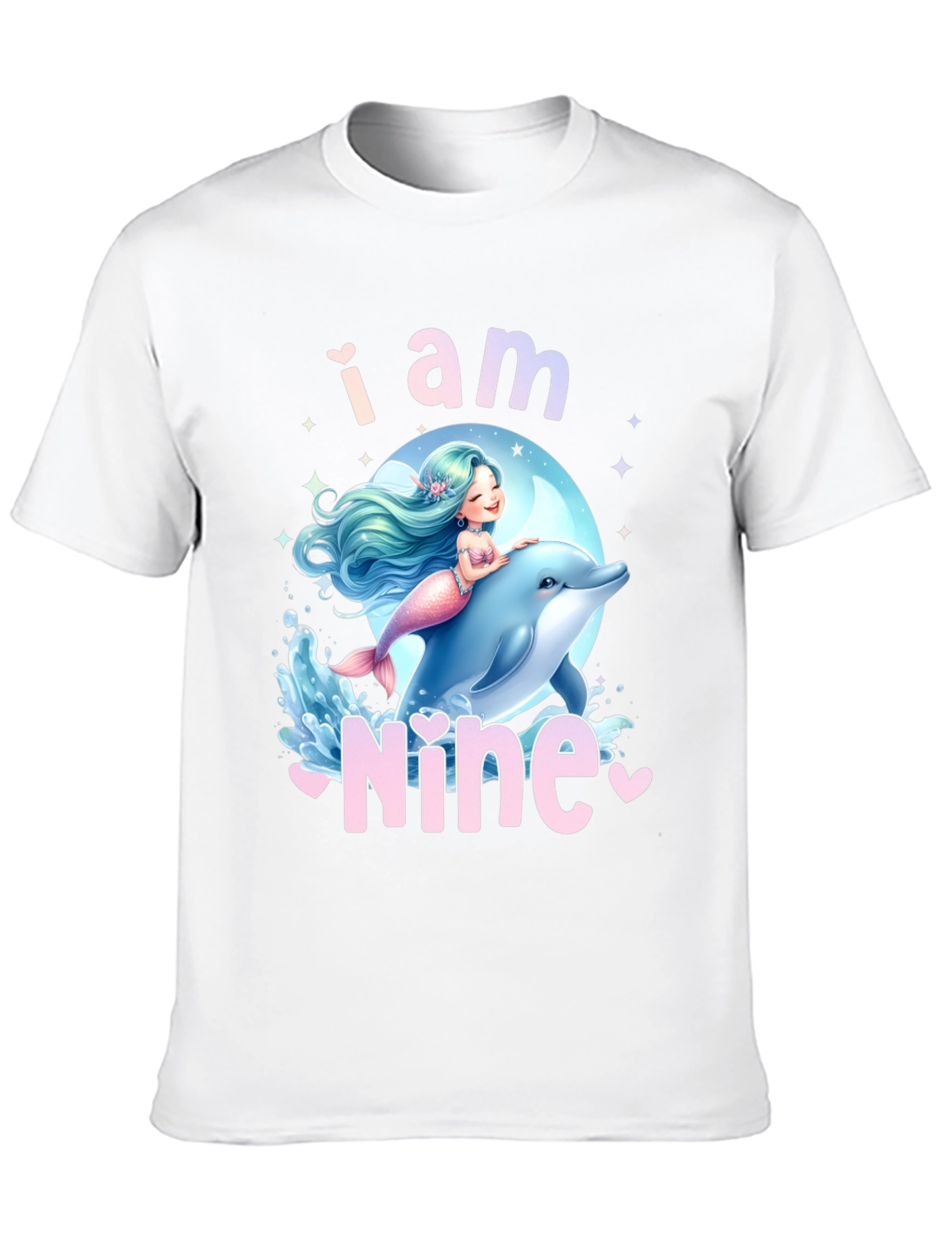 I am Nine - Mermaid Dolphin Birthday Shirt