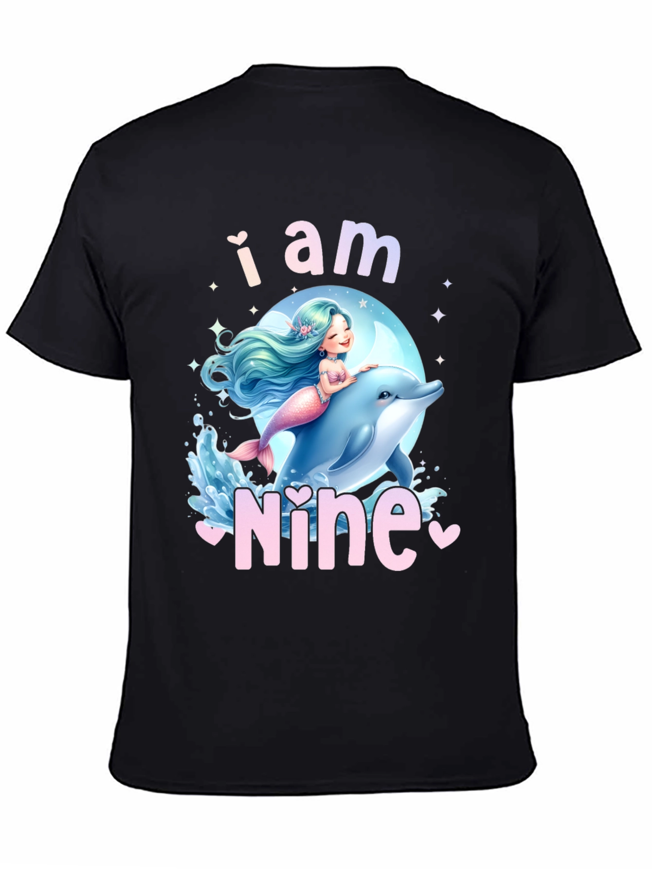 I am Nine - Mermaid Dolphin Birthday Shirt