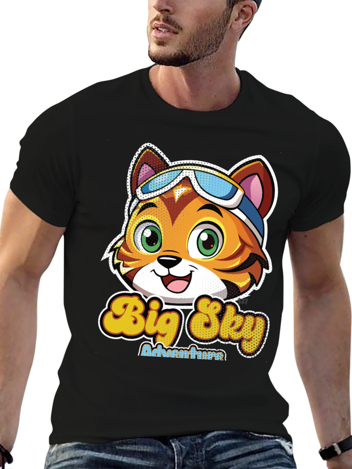 Big Sky Adventures Cartoon Cat T-Shirt
