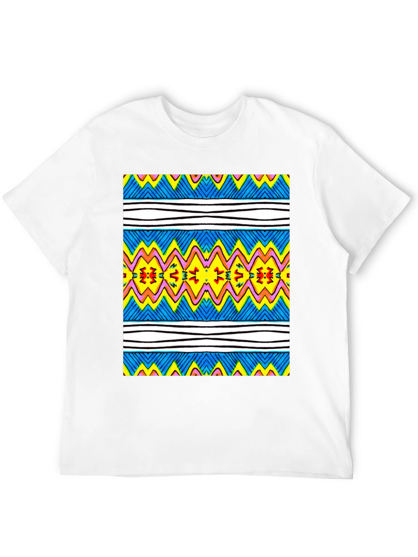 Vibrant Geometric Print Tee - Black Casual T-Shirt