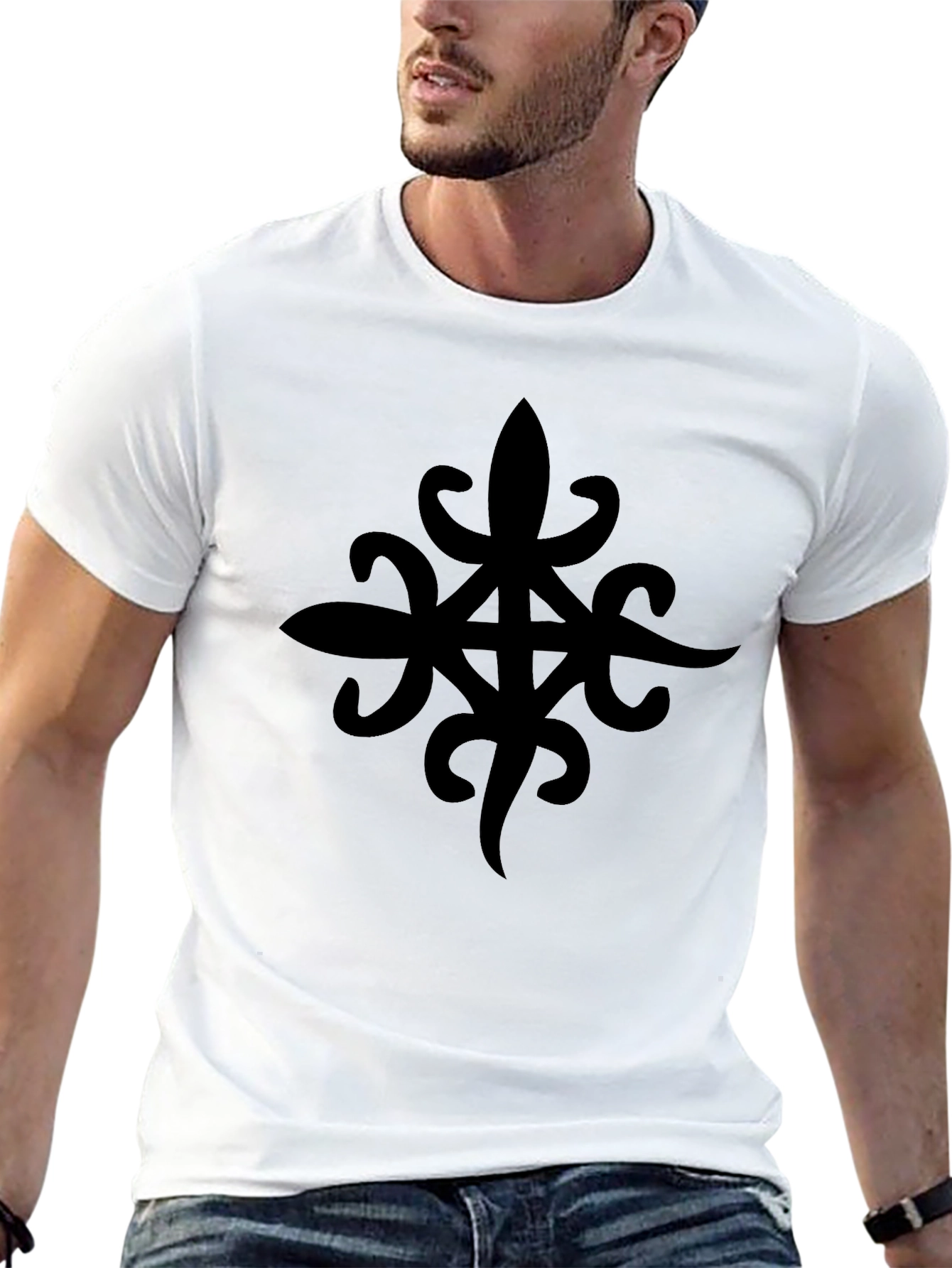 Statement Black Graphic Tee - Bold Symbol Design