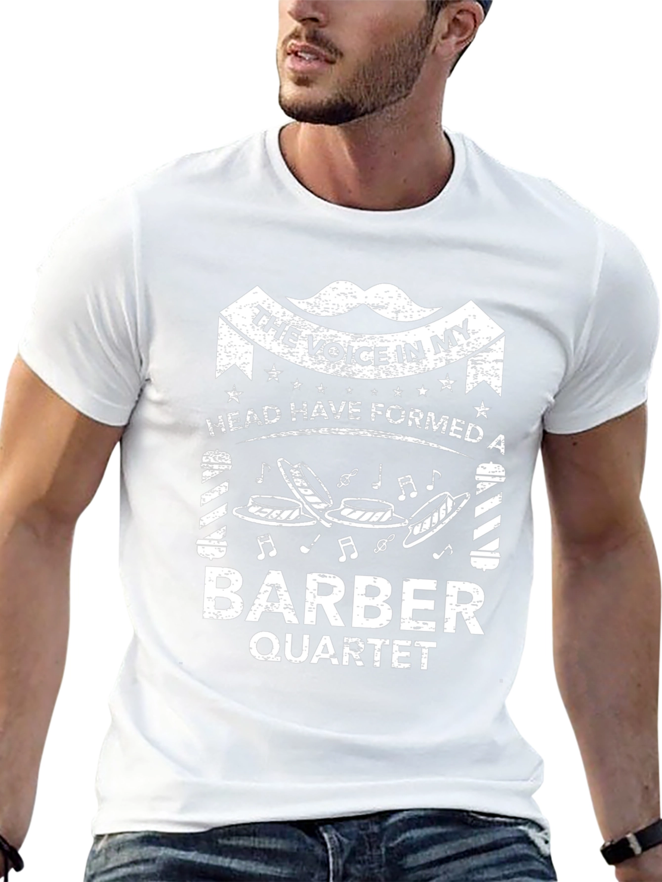 Barber Quartet Graphic T-Shirt - Black Cotton Tee