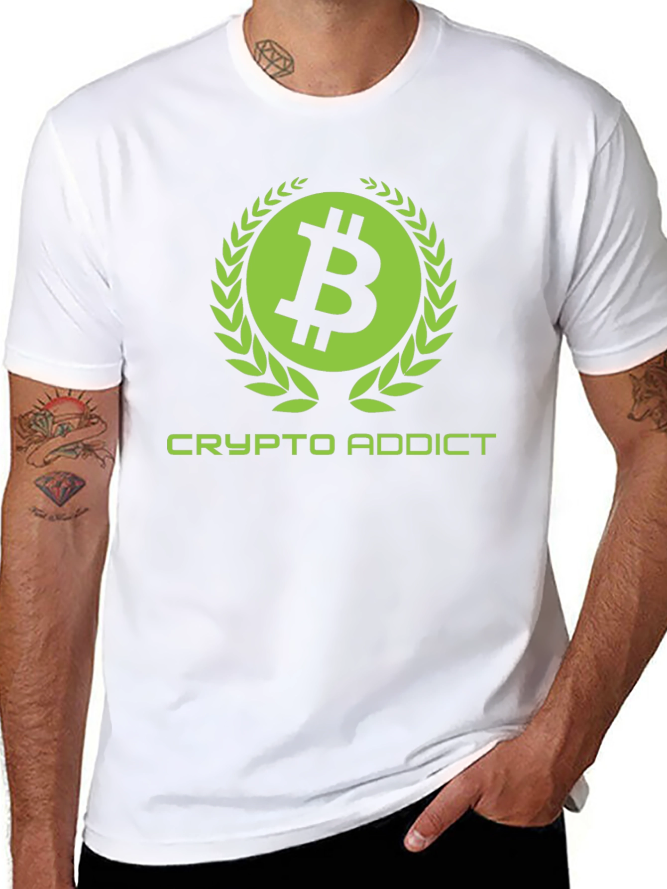 Crypto Addict Black T-Shirt with Bitcoin Design