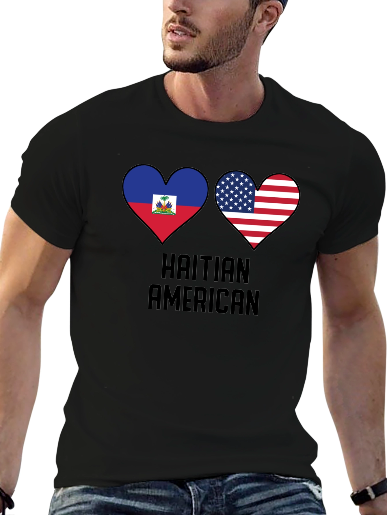 Haitian American Flag Heart T-Shirt