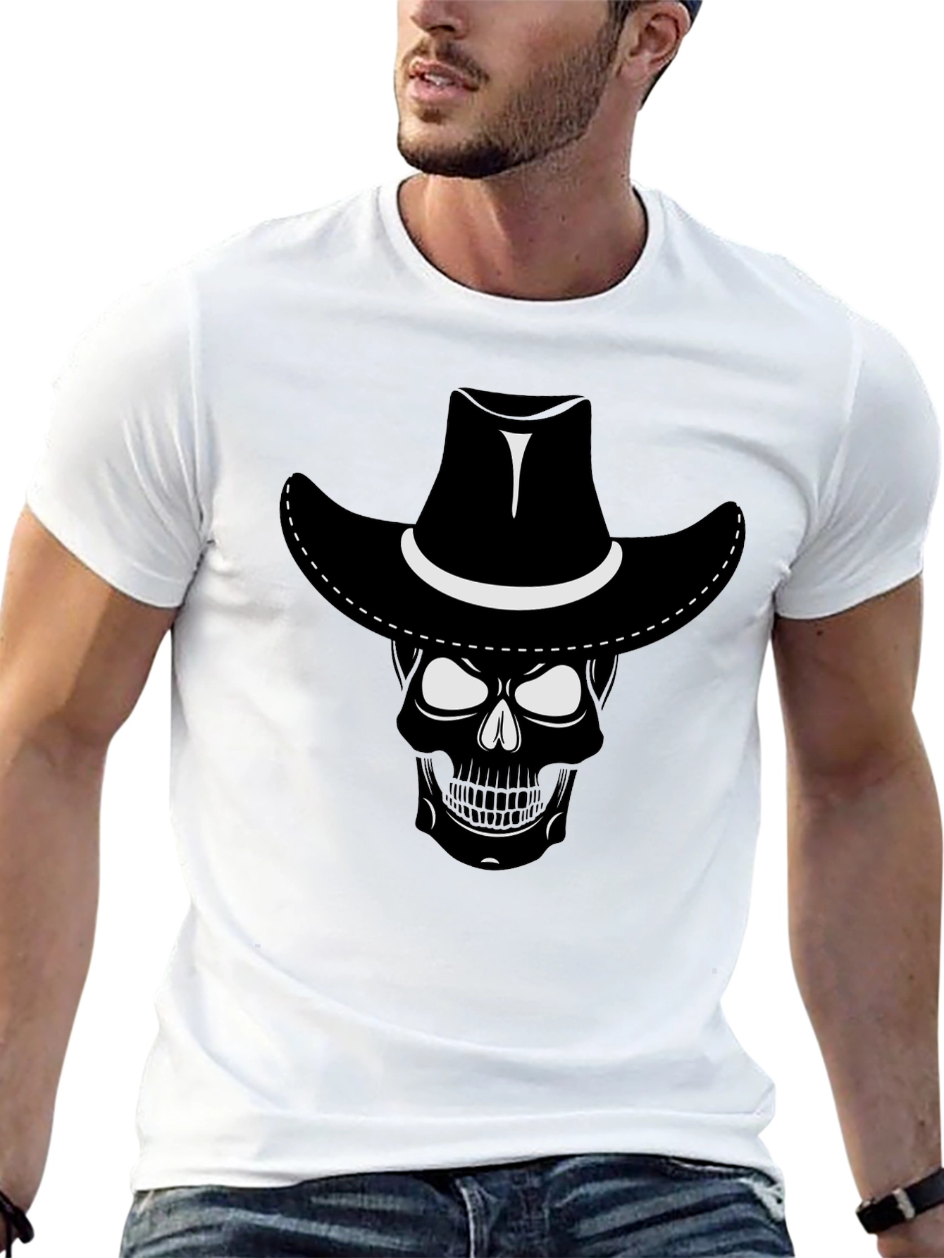Skull Cowboy T-Shirt - Black Graphic Tee