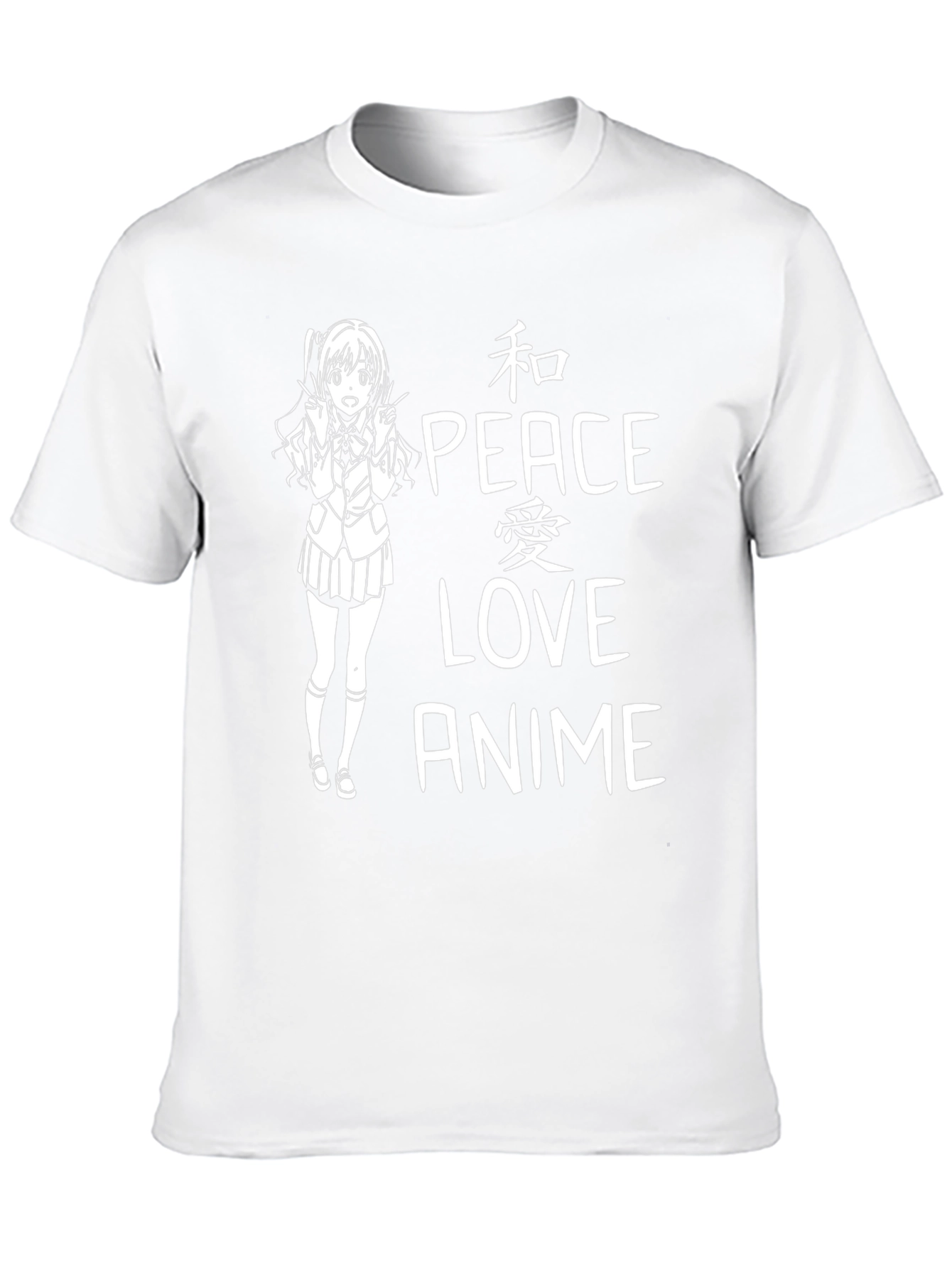 Anime Peace Love T-Shirt - Black Graphic Tee