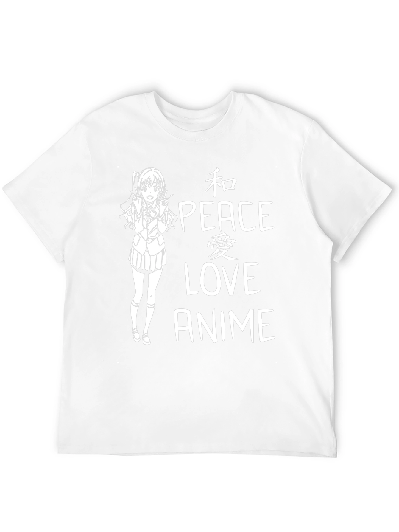 Anime Peace Love T-Shirt - Black Graphic Tee