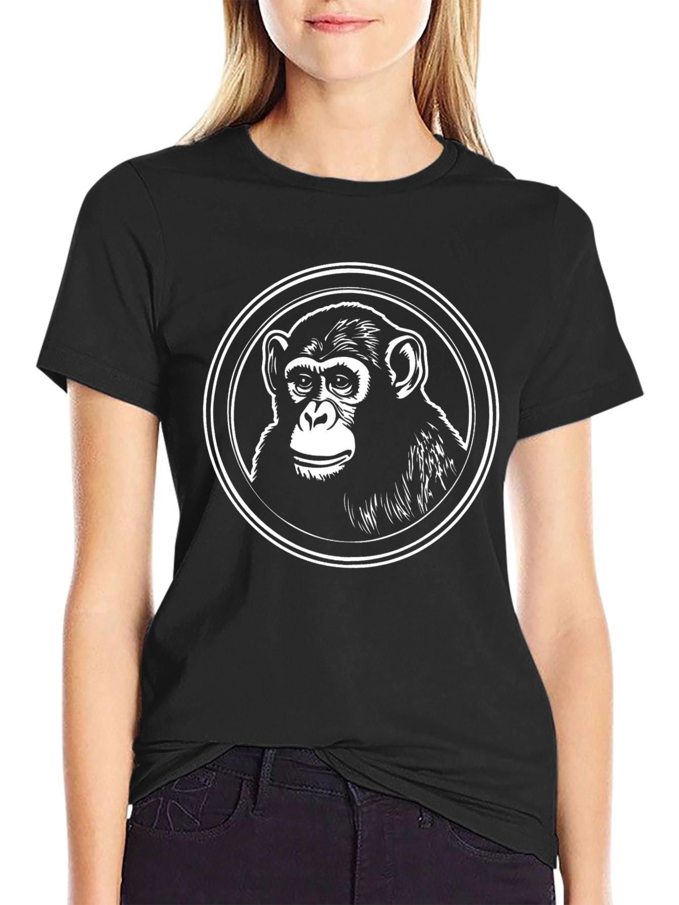 Chimpanzee Graphic Tee - Classic Black Cotton T-Shirt