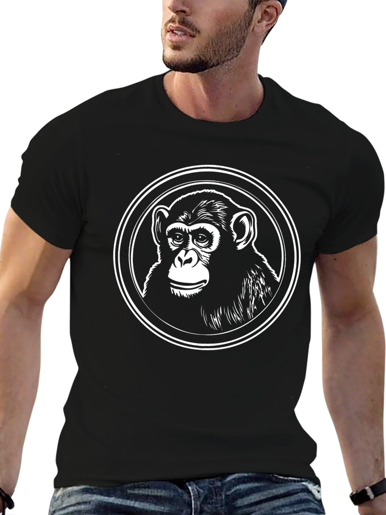 Chimpanzee Graphic Tee - Classic Black Cotton T-Shirt