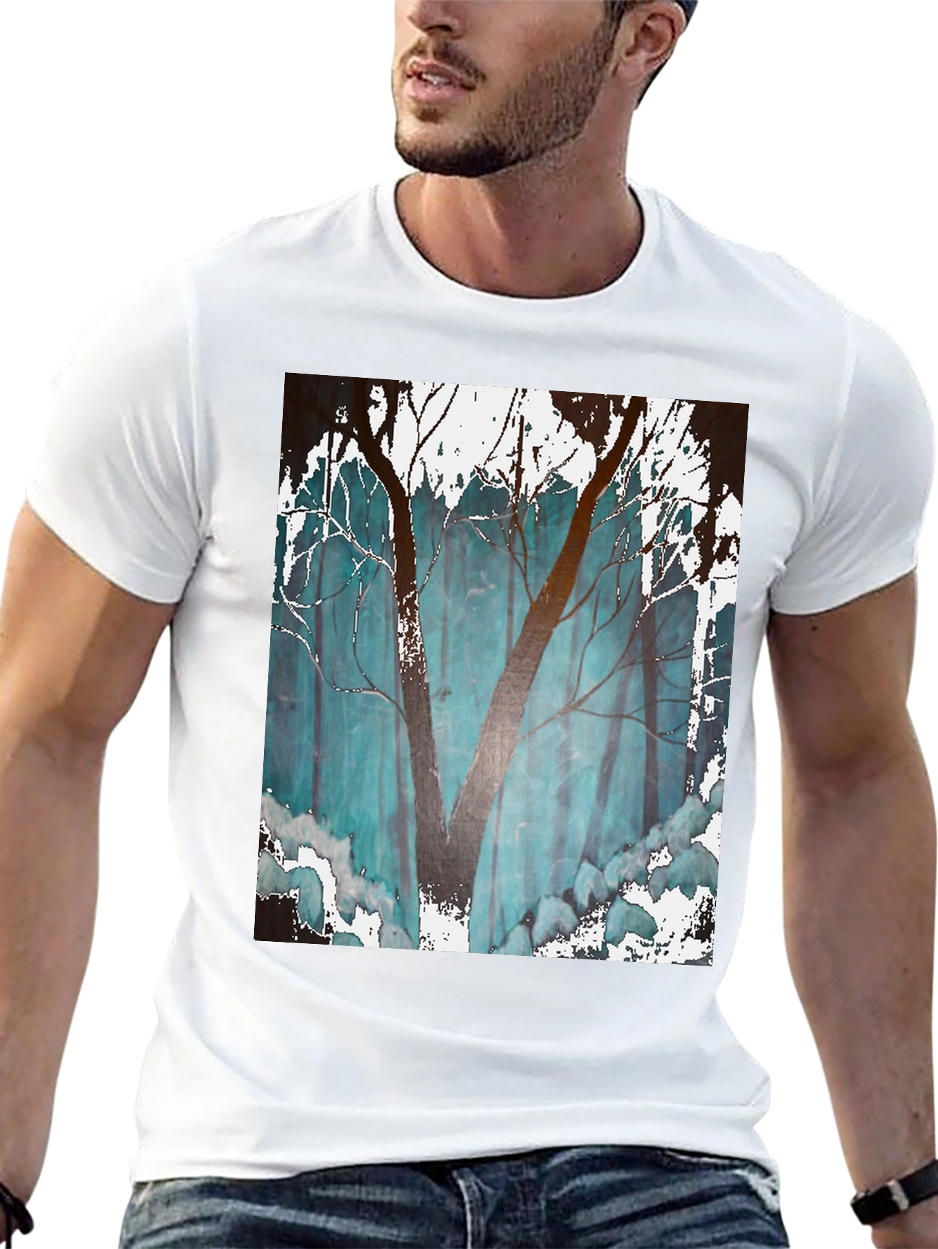 Abstract Forest Graphic Tee - Mens Black T-Shirt